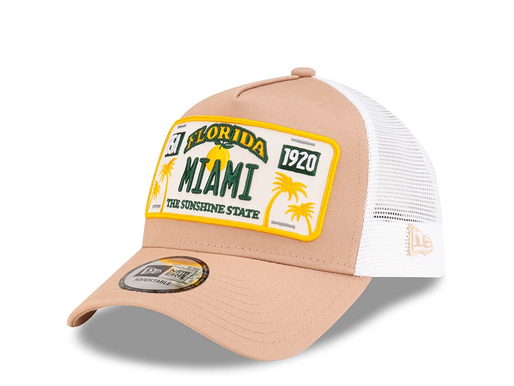New Era License Plate Beige Trucker A Frame Snapback Gorra