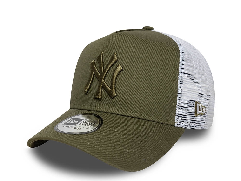 New Era New York Yankees League Essential Olive 9Forty A Frame Trucker Snapback Gorra