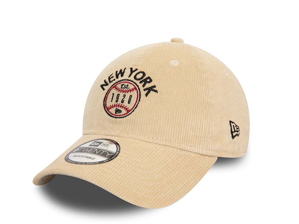 New Era Logo Cord Beige 9Twenty Strapback Gorra