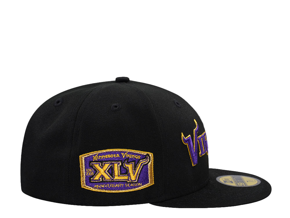 New Era Minnesota Vikings Script Black Prime Edition 59Fifty Fitted Gorra