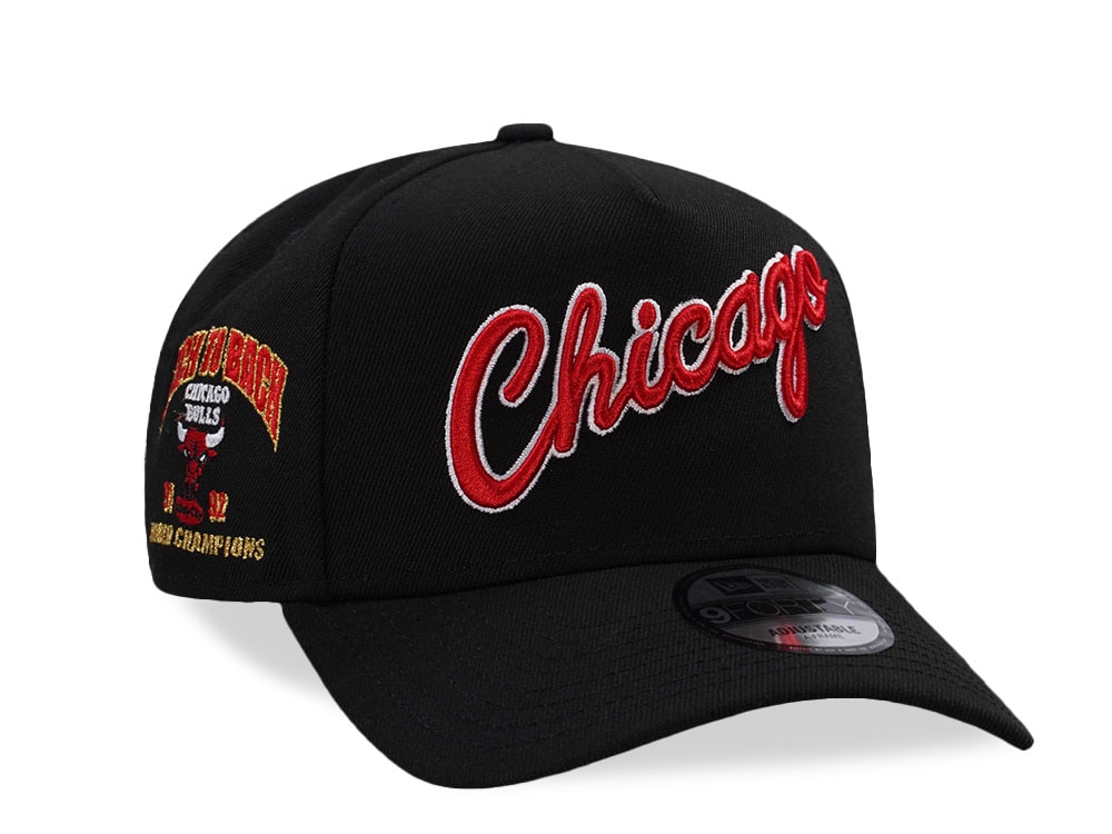 New Era Chicago Bulls Back To Back World Champions Black Prime Edition 9Forty A Frame Snapback Gorra