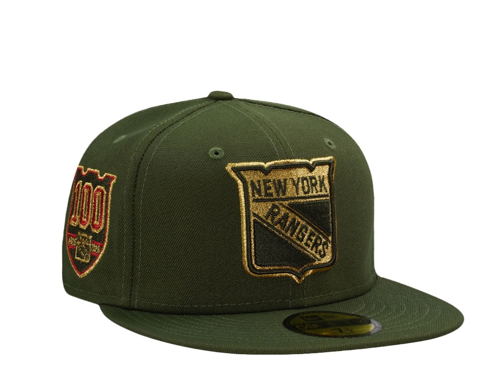 New Era New York Rangers 100th Anniversary Rifle Green Prime Edition 59Fifty Fitted Gorra