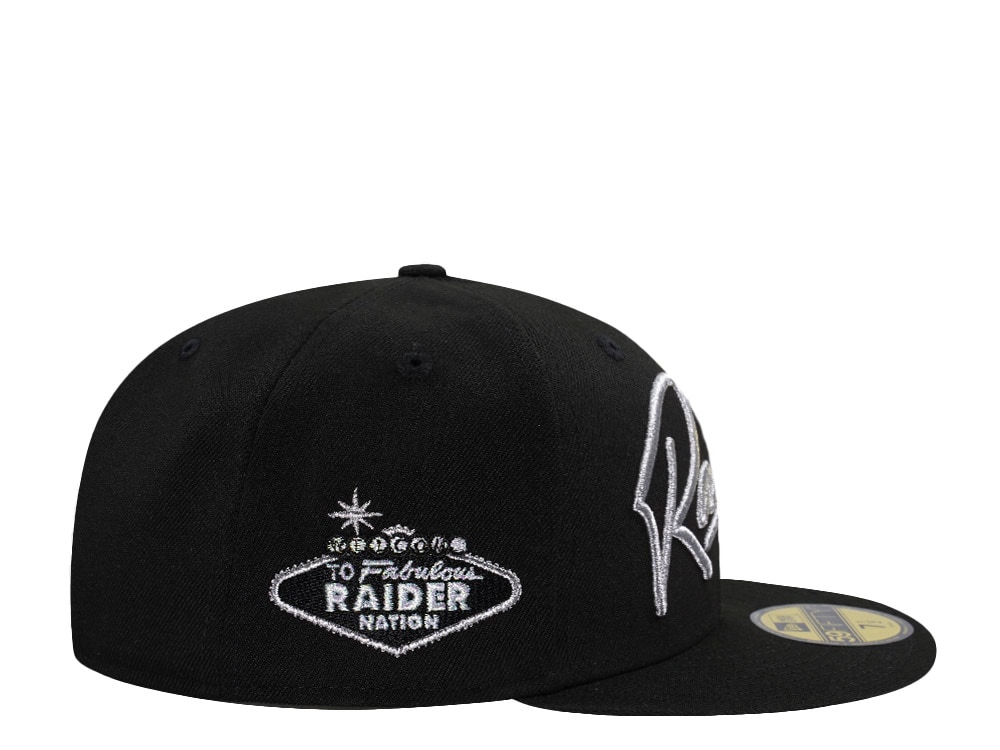 New Era Las Vegas Raiders Script Metallic Black Prime Edition 59Fifty Fitted Gorra