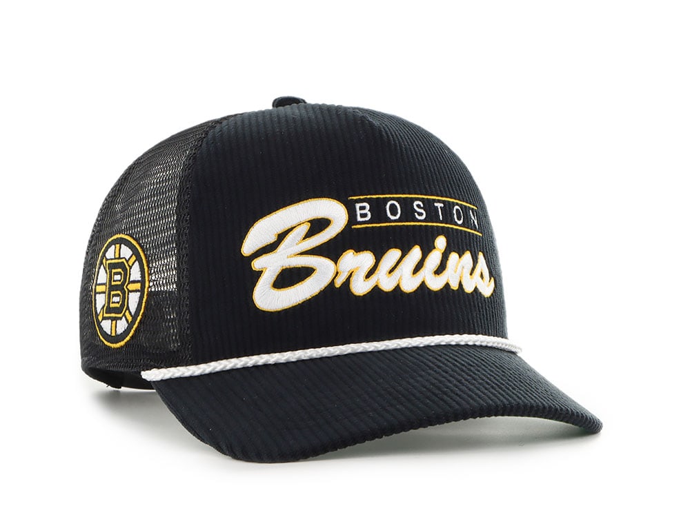 47Brand Boston Bruins Black Double Header Edition Trucker Hitch Snapback Gorra