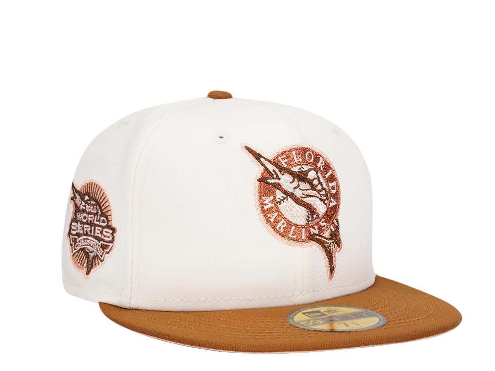 New Era Florida Marlins World Series 2003 Cream Peach Copper Two Tone Edition 59Fifty Fitted Gorra