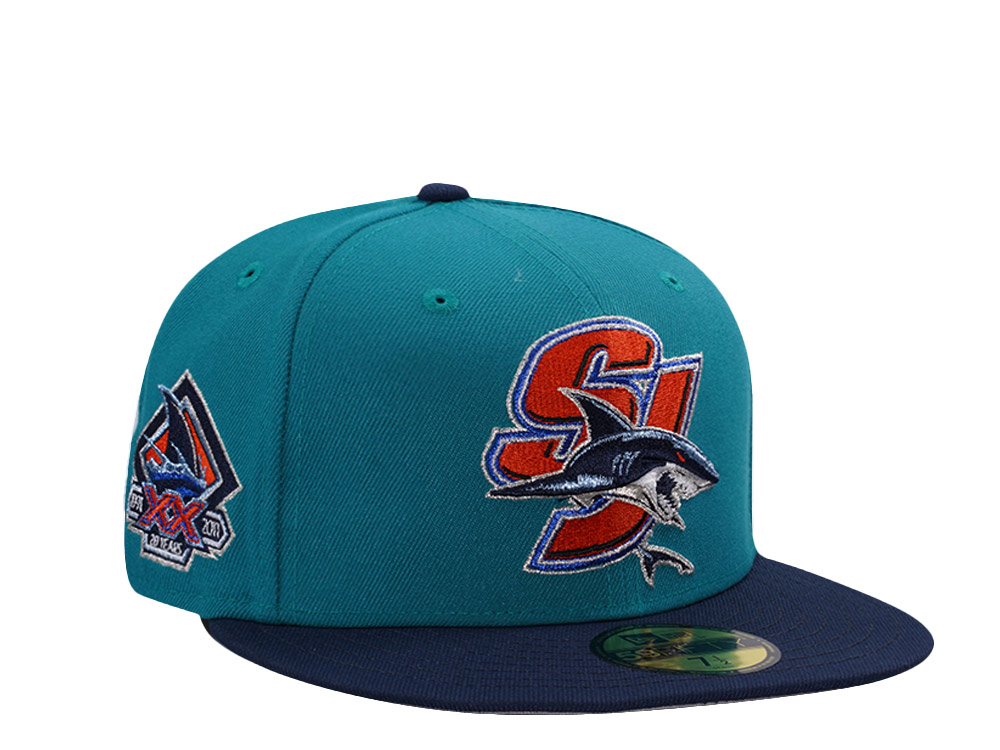 New Era San Jose Sharks 20th Anniversary Aqua Blue Two Tone Edition 59Fifty Fitted Gorra