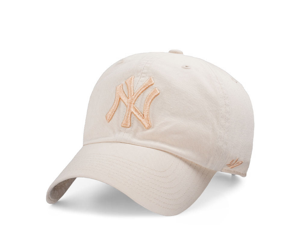 47Brand New York Yankees Natural Apricot Logo Clean up Strapback Gorra
