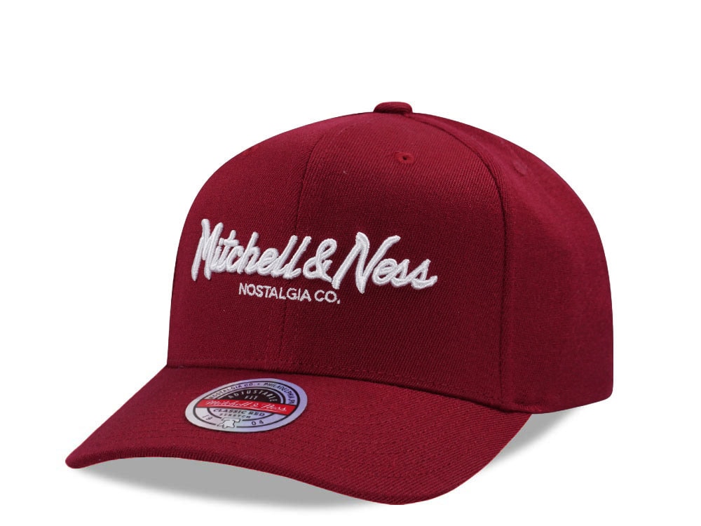Mitchell & Ness Pinscript Maroon Classic Red Stretch Snapback Gorra
