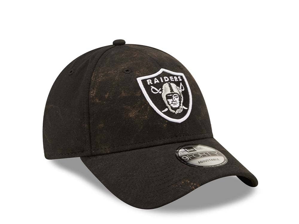 New Era Las Vegas Raiders Washed Pack Black Adjustable 9Forty Strapback Gorra