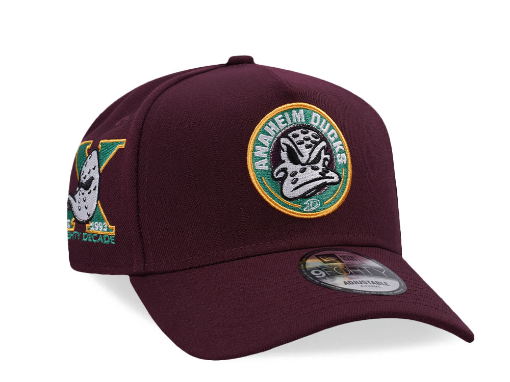 New Era Anaheim Ducks 10th Anniversary Maroon Prime Edition 9Forty A Frame Snapback Gorra