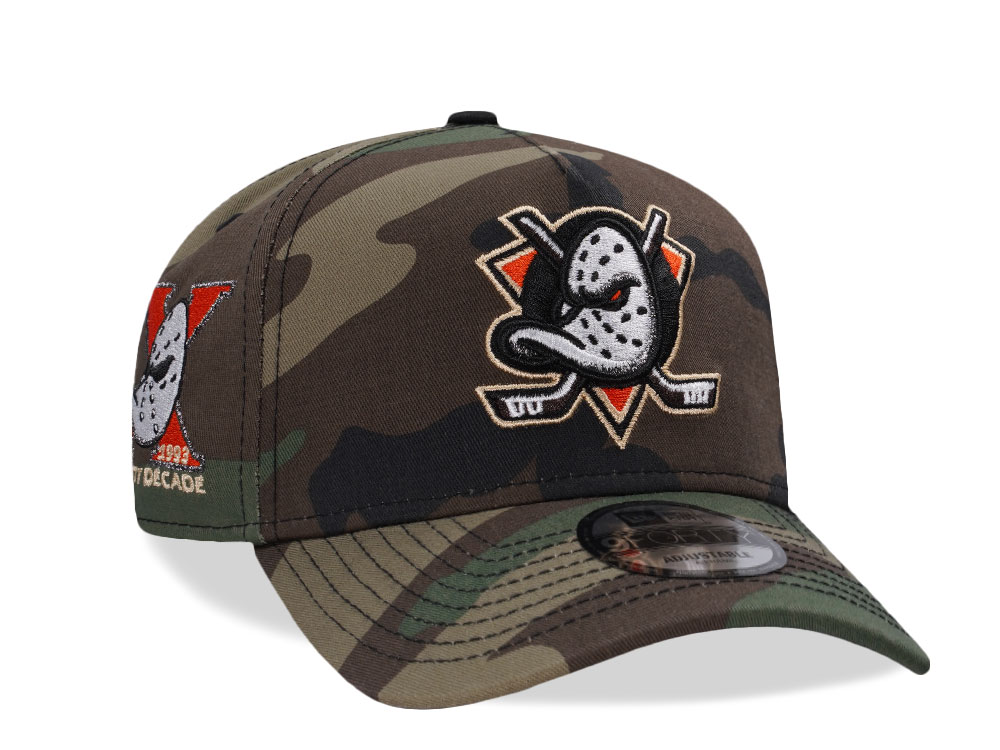 New Era Anaheim Ducks 10th Anniversary Woodland Camo Prime Edition 9Forty A Frame Snapback Gorra