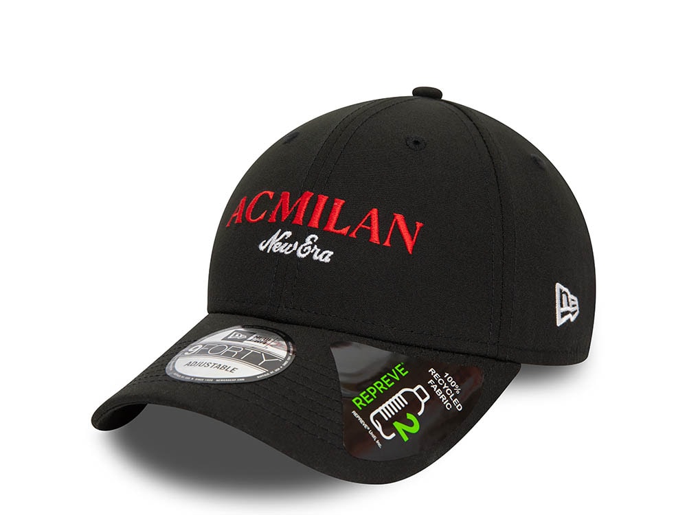 New Era Repreve AC Milan Black 9Forty Strapback Gorra