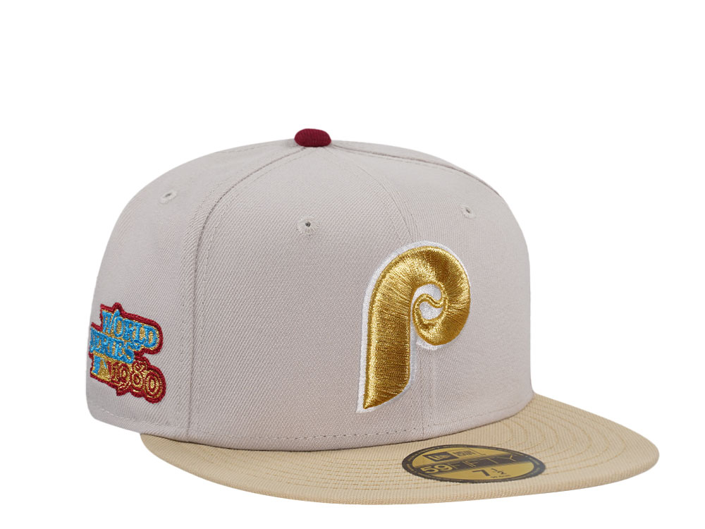 New Era Philadelphia Phillies World Series 1980 Sneaky Stone Gold Two Tone Edition 59Fifty Fitted Gorra