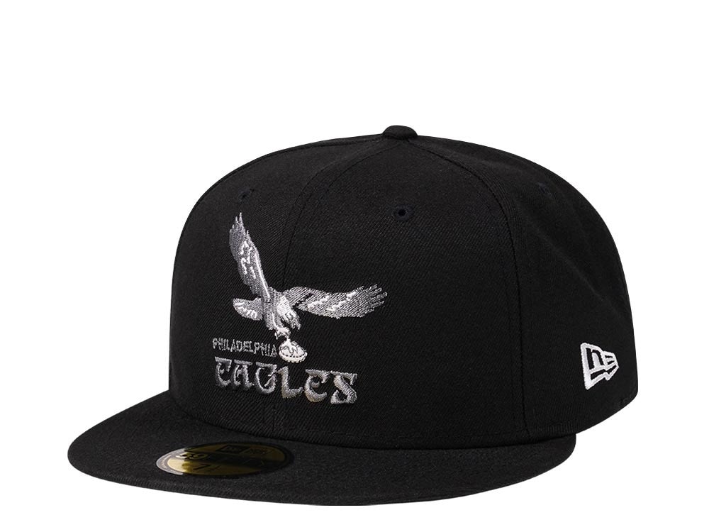 New Era Philadelphia Eagles Throwback Steel Black Edition 59Fifty Fitted Gorra
