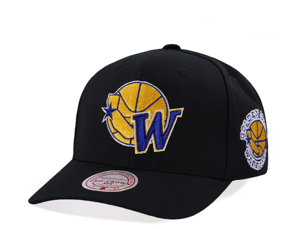 Mitchell & Ness Golden State Warriors Hardwood Classic Pro Crown Fit Black Snapback Gorra