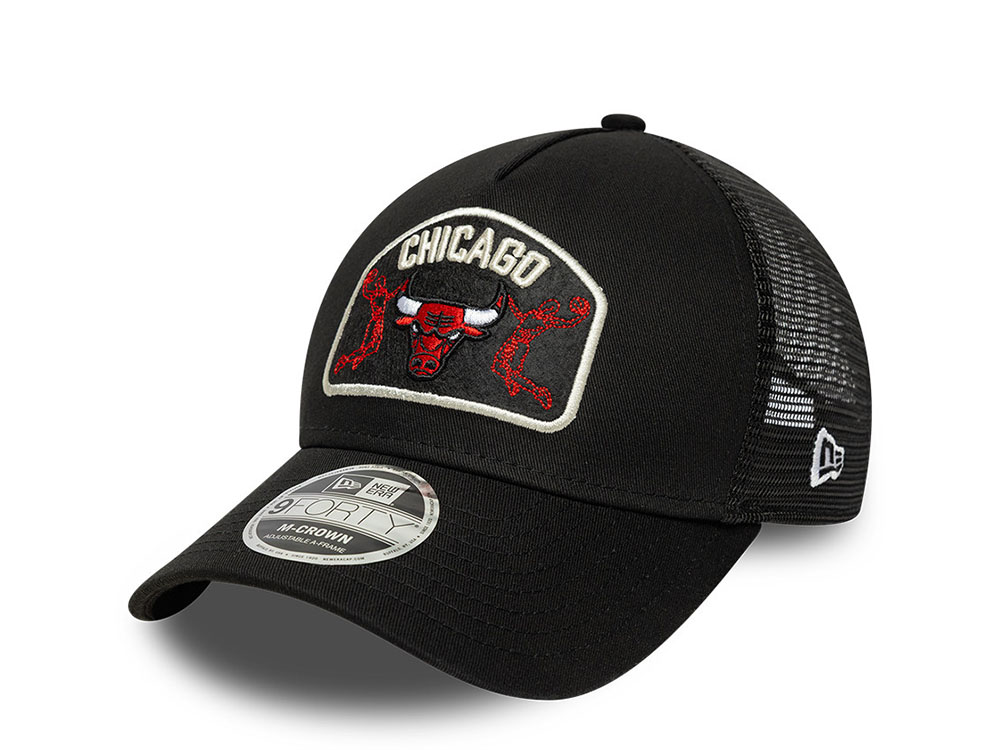New Era Chicago Bulls Black 9Forty M Crown A Frame Trucker Snapback Gorra