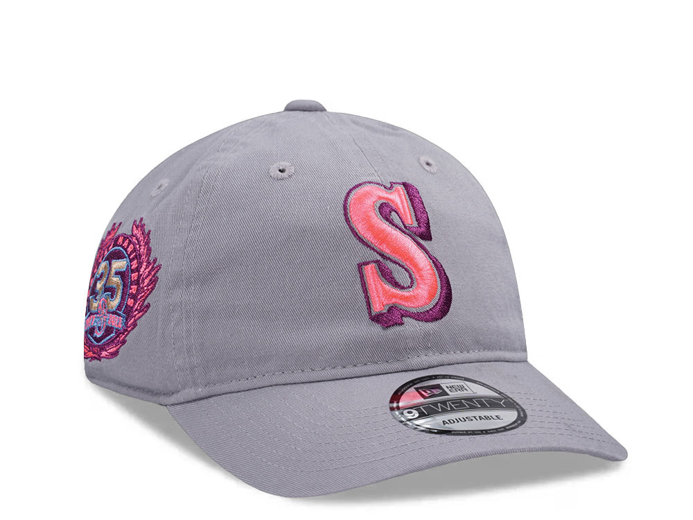 New Era Seattle Mariners 35th Anniversary Pink Glow Gray Edition 9Twenty Strapback Gorra