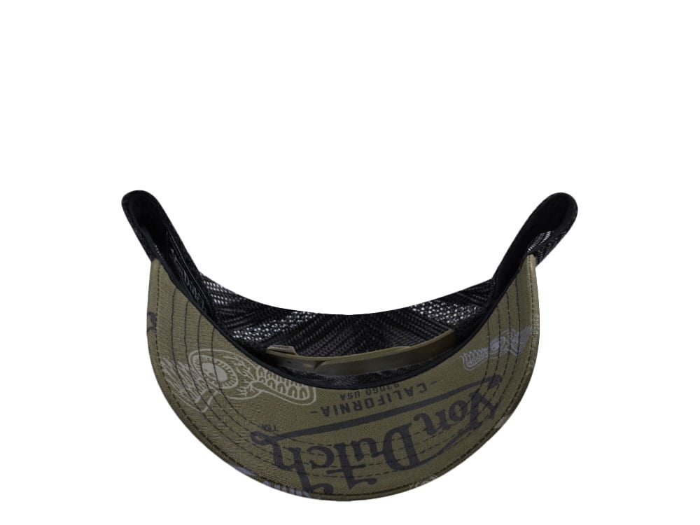 Von Dutch Oval Patch Multilogo Olive  Trucker Snapback Gorra