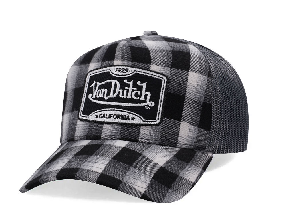 Von Dutch Square Patch Black White Trucker Snapback Gorra
