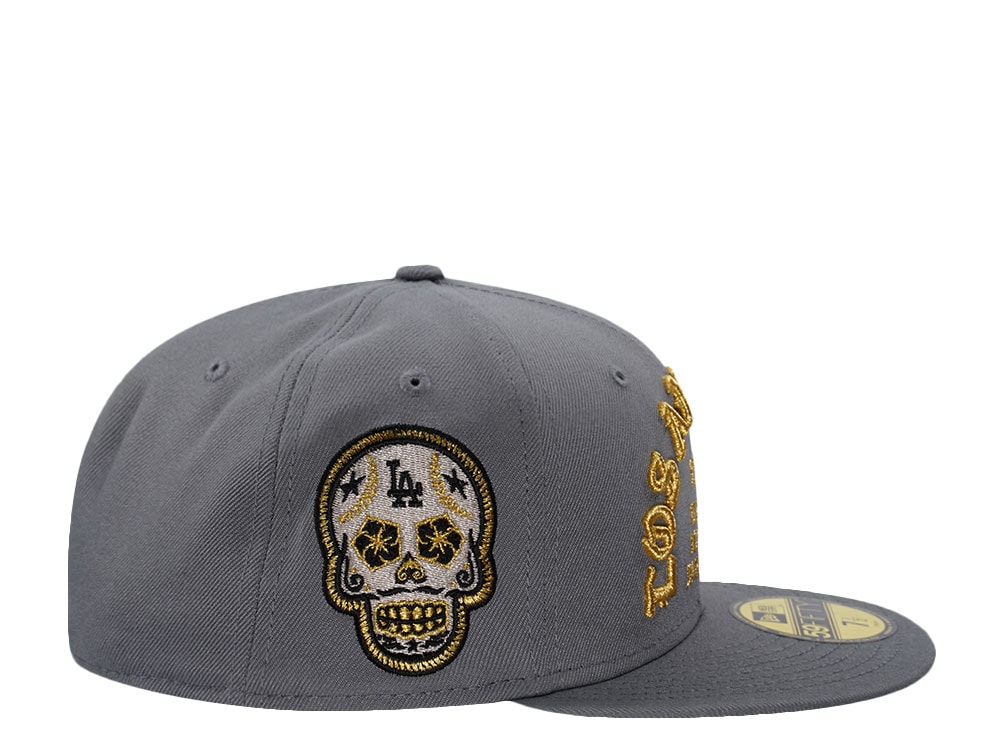 New Era Los Angeles Dodgers Gold Skull Gray Prime Edition 59Fifty Fitted Gorra