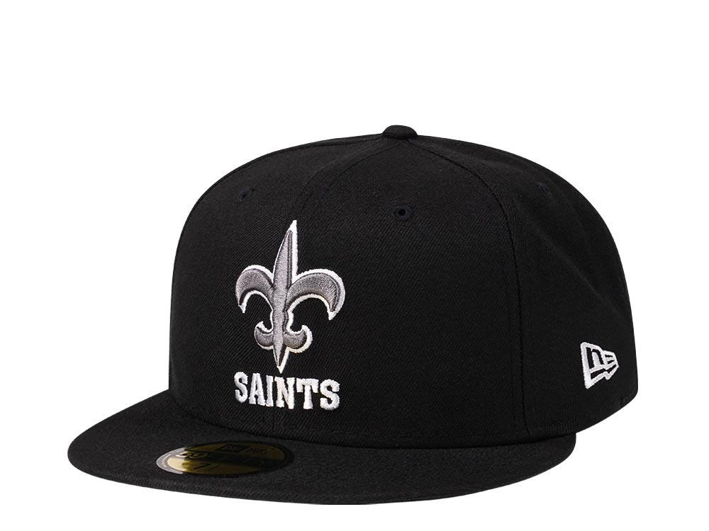 New Era New Orleans Saints Throwback Steel Black Edition 59Fifty Fitted Gorra