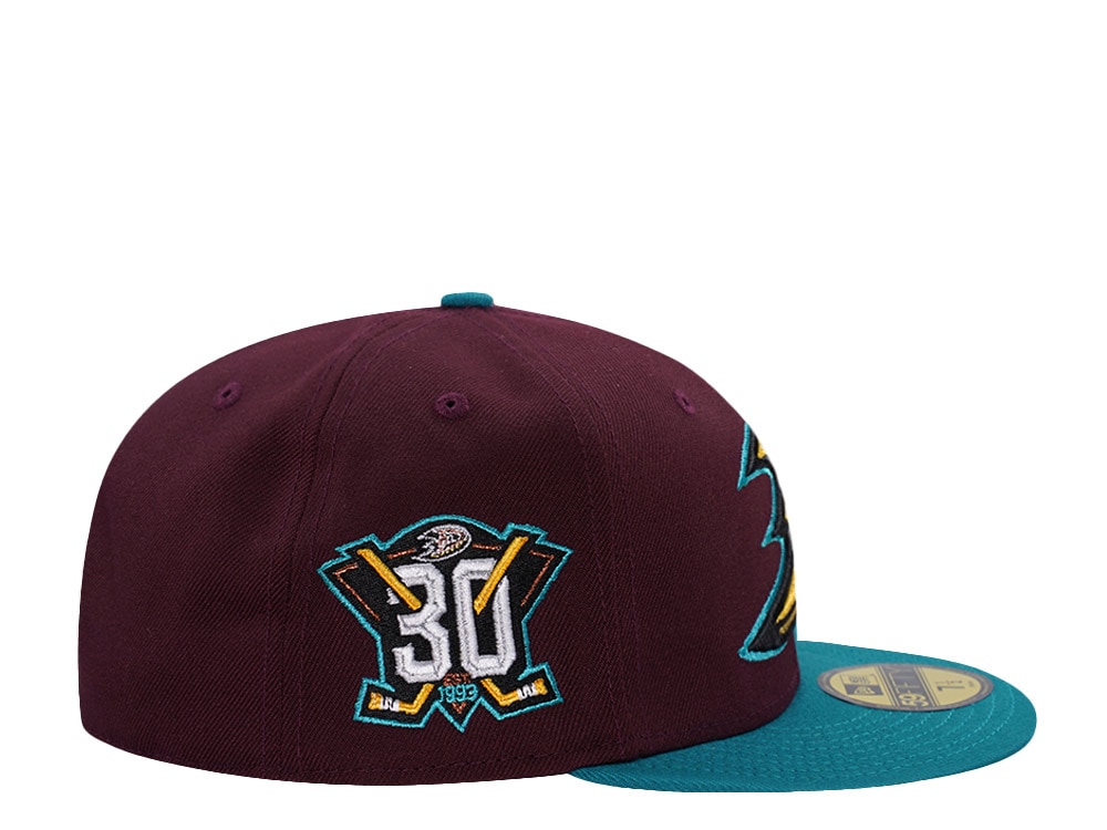 New Era Anaheim Ducks 30th Anniversary Maroon Two Tone Edition 59Fifty Fitted Gorra