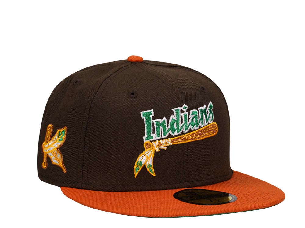 New Era Kinston Indians Chocolate Two Tone Throwback Edition 59Fifty Fitted Gorra