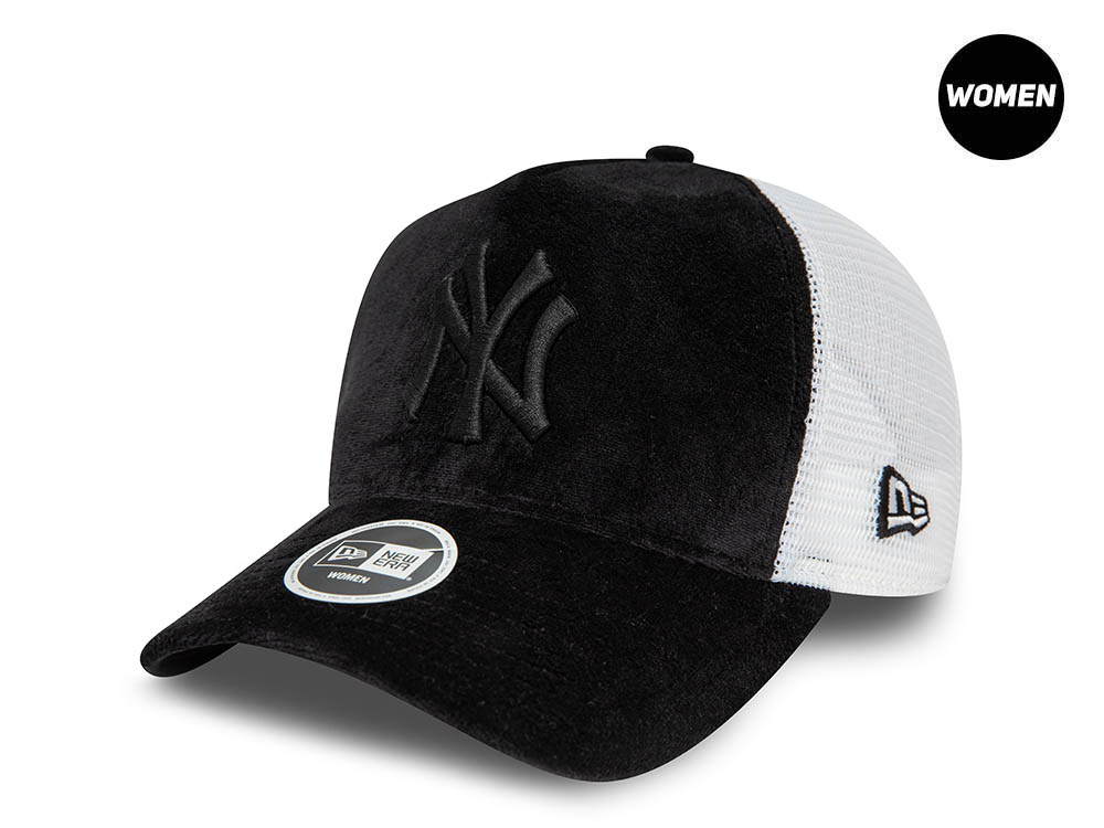 New Era New York Yankees Velour Black Womens Trucker Snapback Gorra