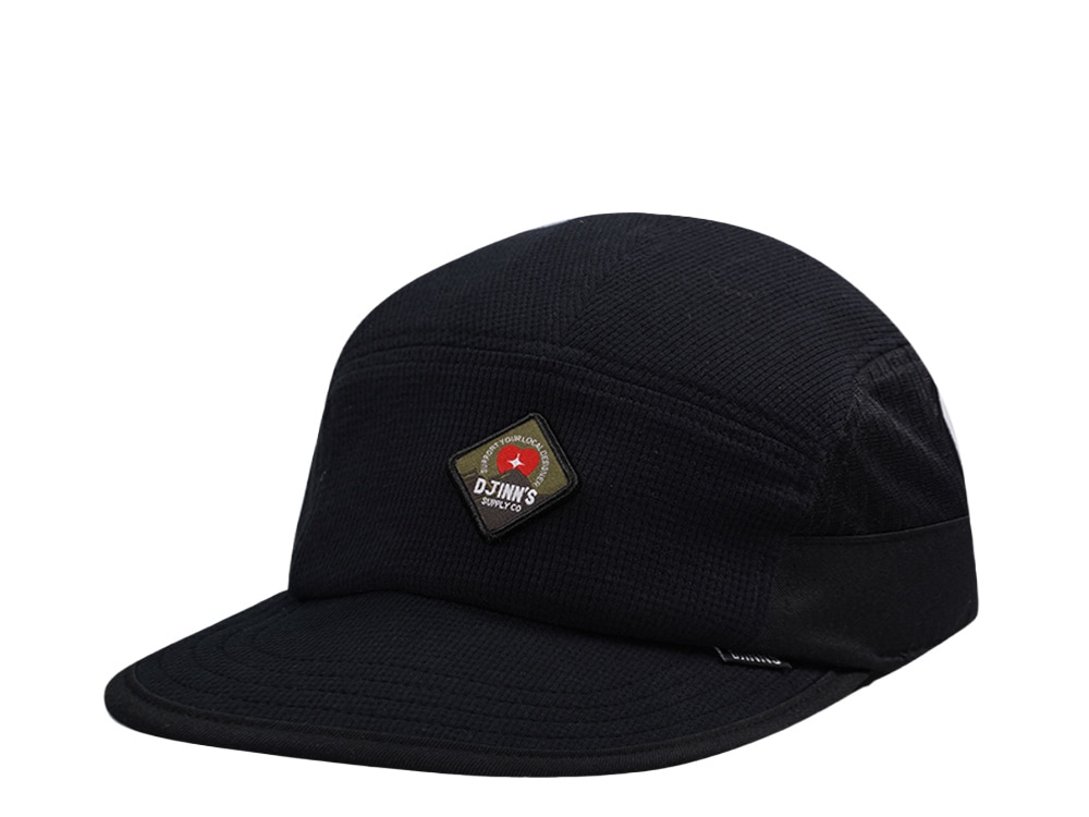 Djinns 5 Panel Black Waffle Mountain Drawcord Strapback Gorra