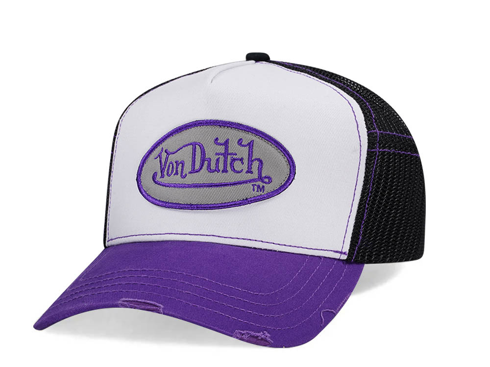 Von Dutch White Purple Two Tone Edition Trucker A Frame Snapback Gorra