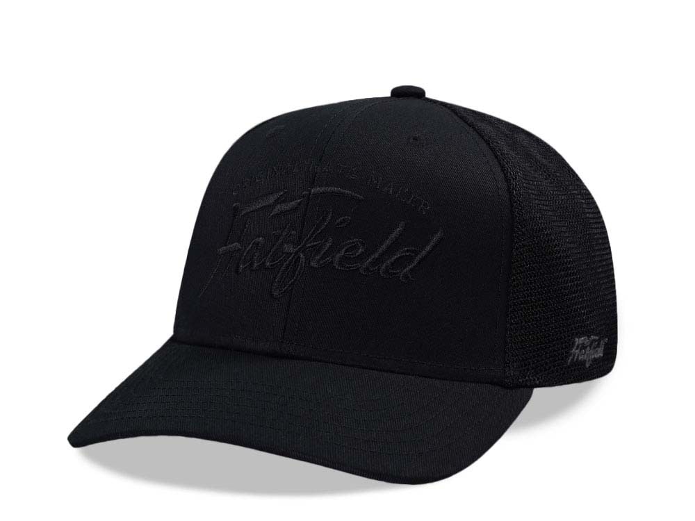 Hatfield Original Script Black Trucker Snapback Gorra