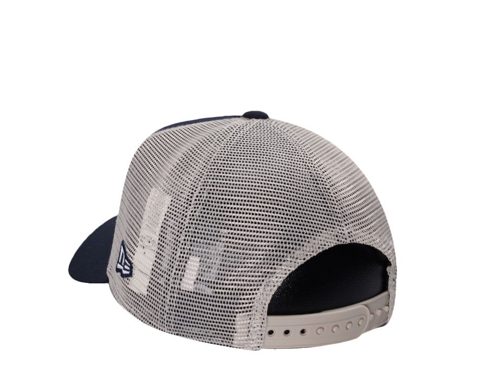 New Era New York Yankees Vintage Script Navy Trucker Edition 9Forty A Frame Snapback Gorra