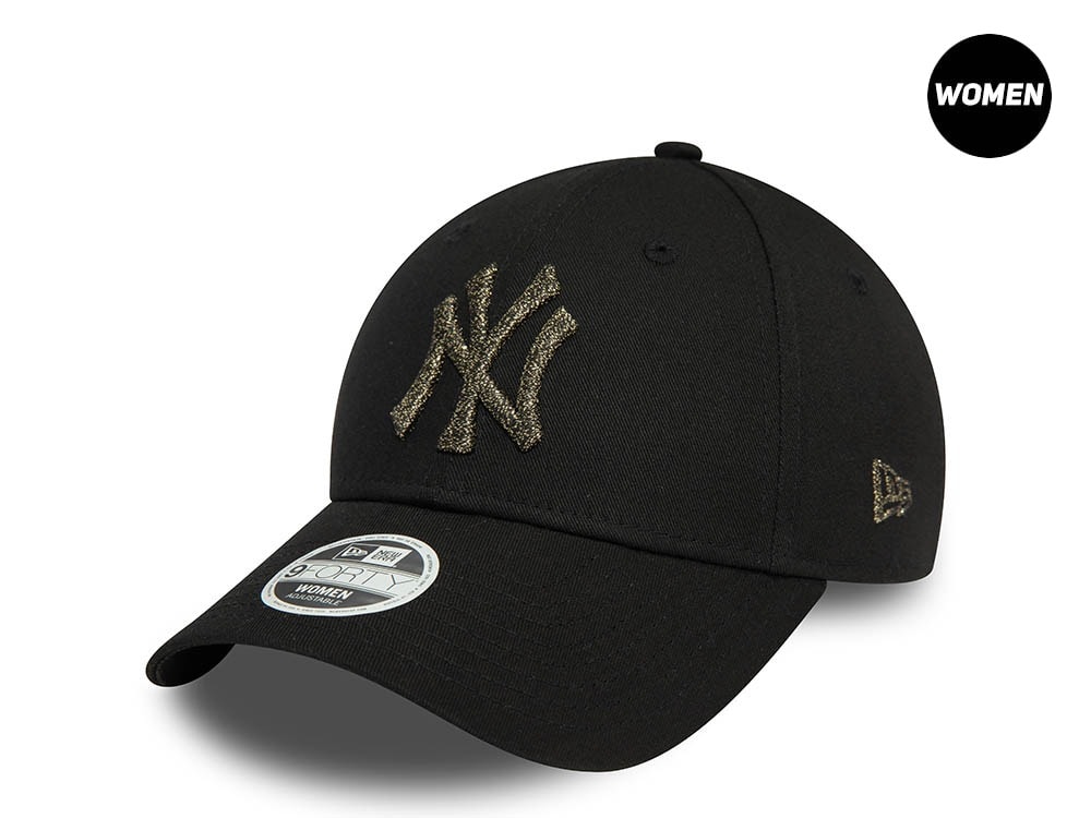 New Era New York Yankees Shinny Metallic Black Womens 9Forty Snapback  Gorra