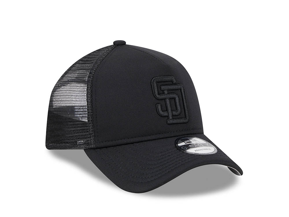 New Era San Diego Padres Black All Day 9Forty A Frame Trucker Snapback Gorra