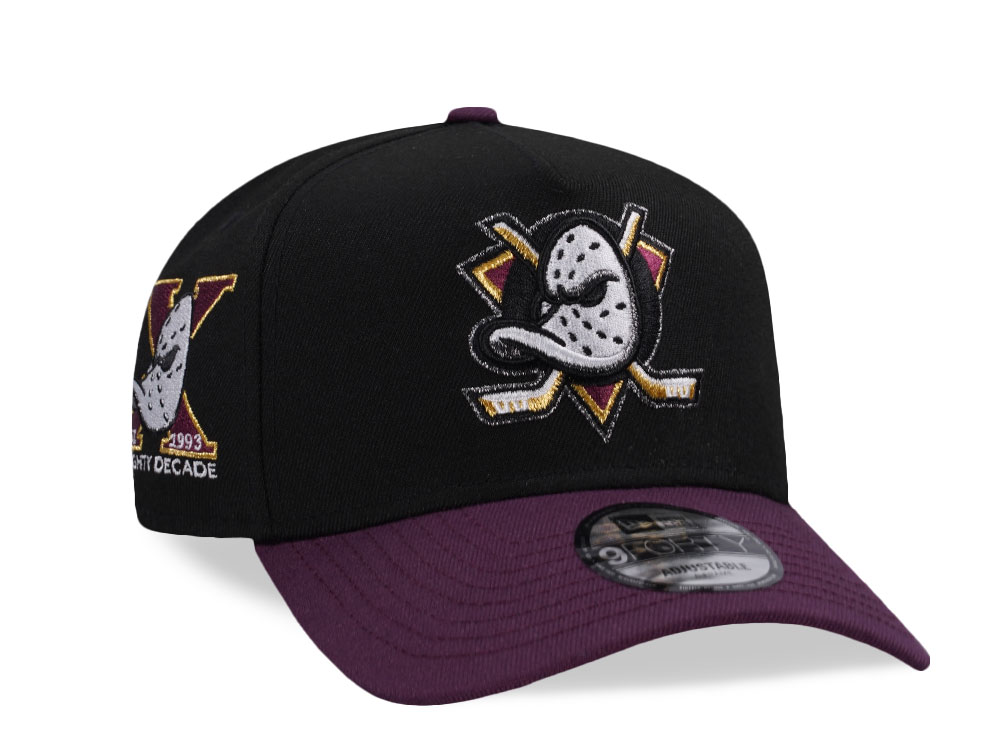 New Era Anaheim Ducks 10th Anniversary Black Plum Two Tone Edition 9Forty A Frame Snapback Gorra