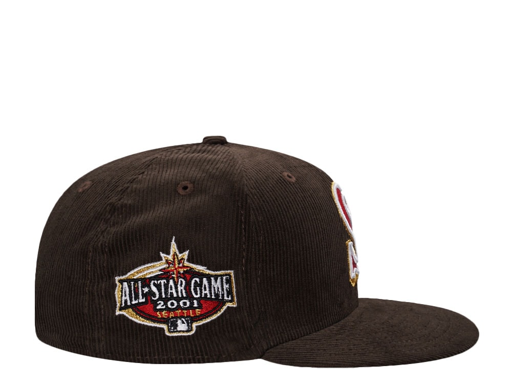 New Era Seattle Mariners All Star Game 2001 Walnut Corduroy Prime Edition 59Fifty Fitted Gorra