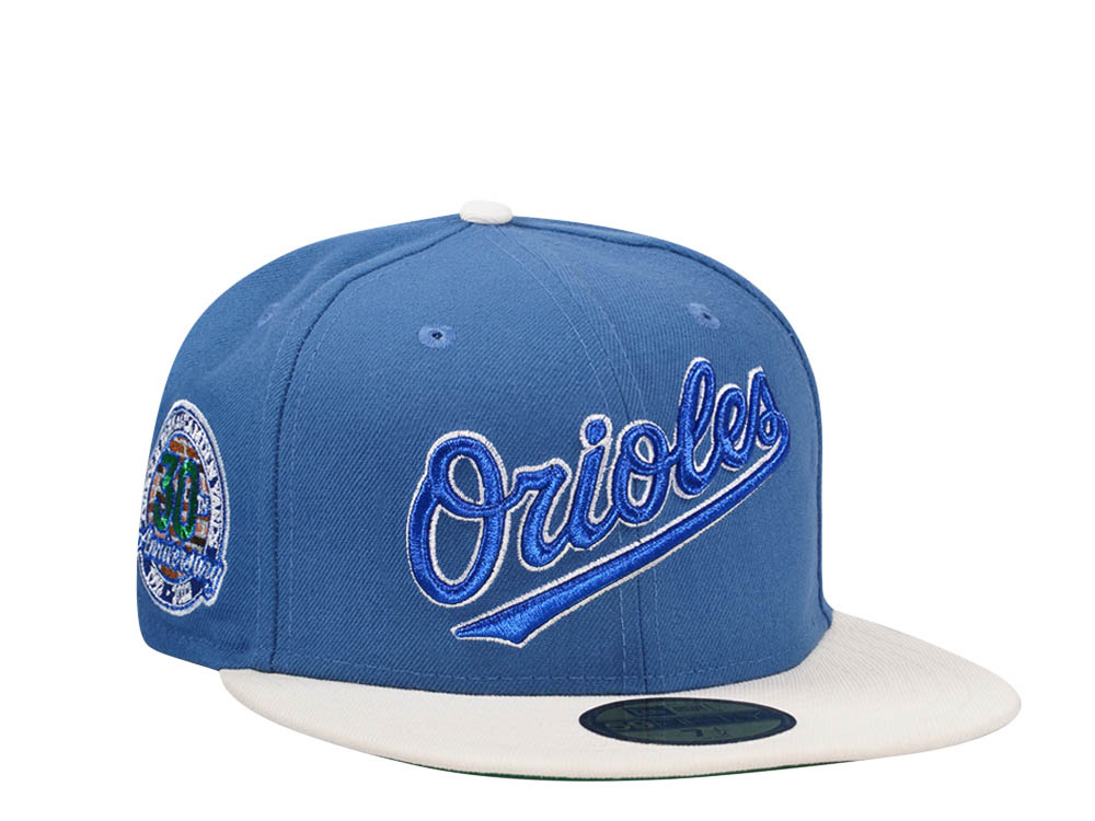 New Era Baltimore Orioles 30th Anniversary Glacier Blue Metallic Two Tone Edition 59Fifty Fitted Gorra