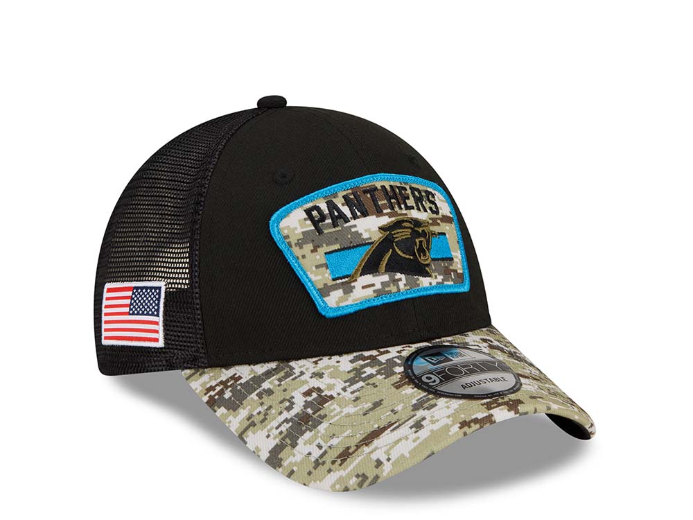 New Era Carolina Panthers Salute to Service 21 9Forty Trucker Snapback Gorra