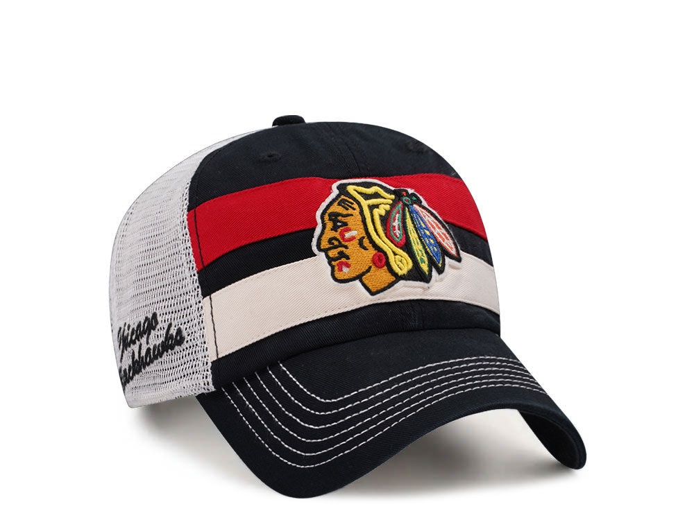 47Brand Chicago Blackhawks Black Clubhouse Boon Trucker Clean Up Snapback Gorra