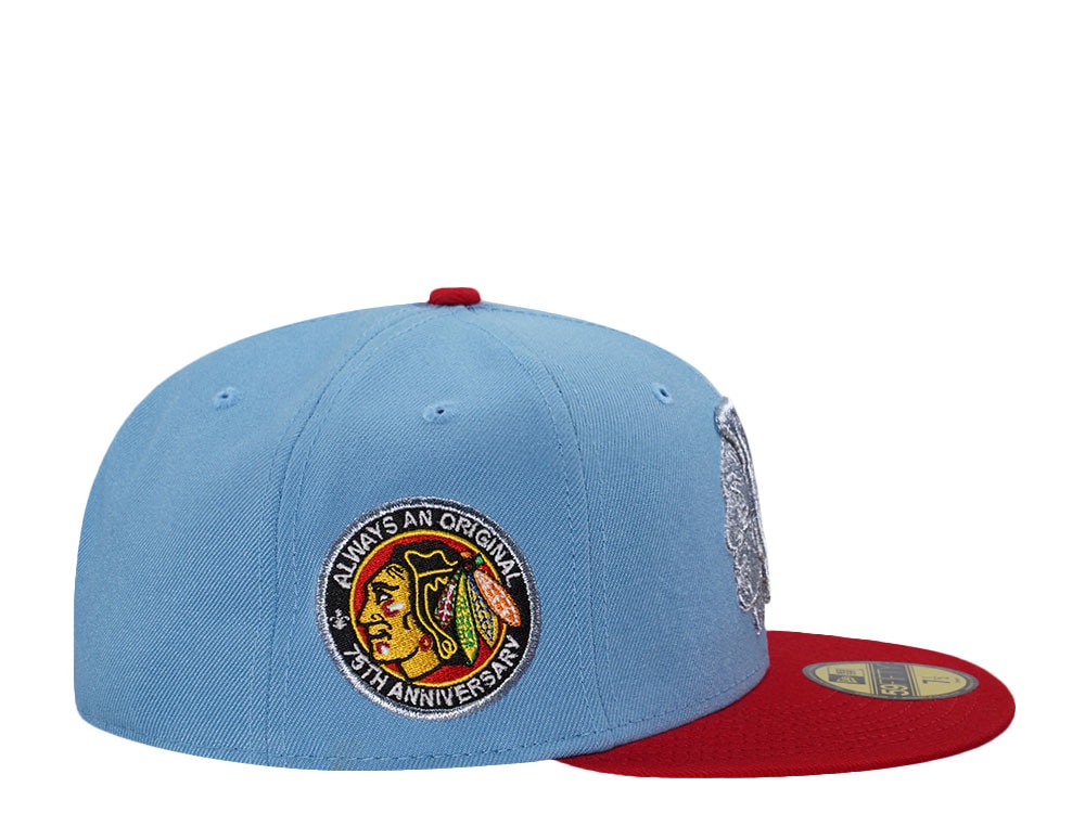 New Era Chicago Blackhawks 75th Anniversary Sky Blue Two Tone Edition 59Fifty Fitted Gorra