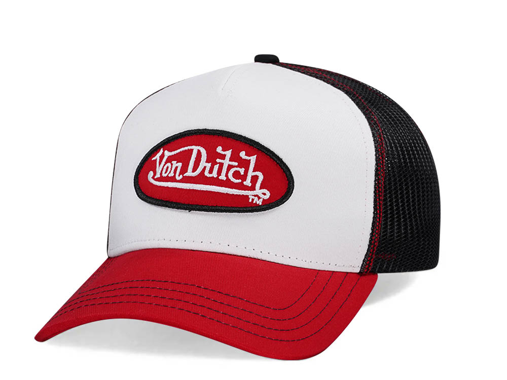 Von Dutch White Red Two Tone Edition Trucker A Frame Snapback Gorra