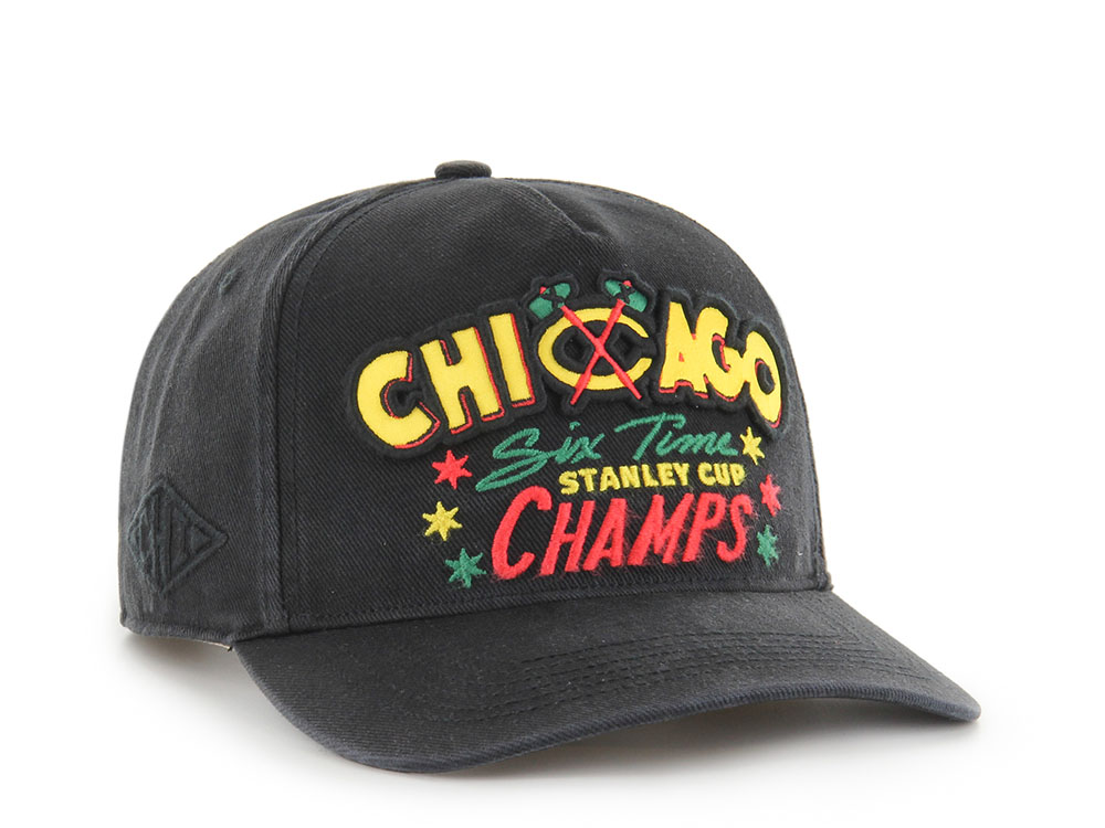 47Brand Chicago Blackhawks Vintage Stanley Black Charlton Edition Hitch Snapback Gorra