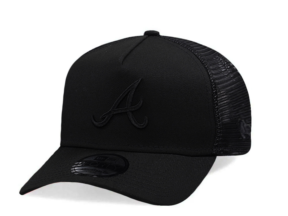 New Era Atlanta Braves Black On Black Edition 9Forty A Frame Trucker Snapback Gorra