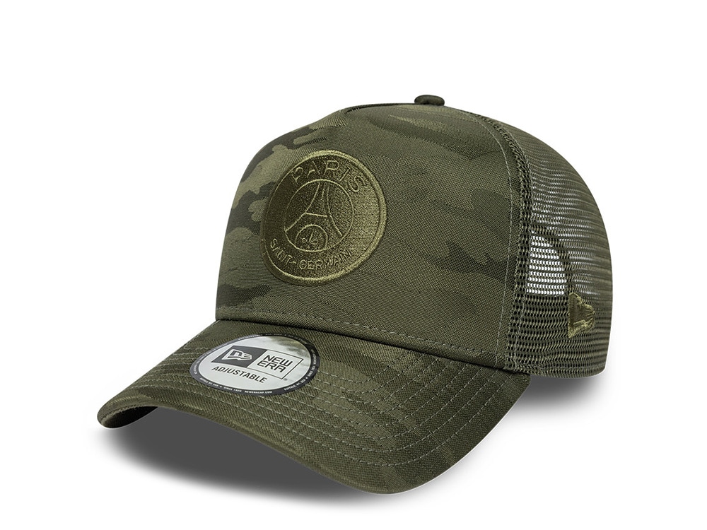 New Era Paris Saint Germain Green Tonal Camouflage Prime Edition 9Forty A Frame Trucker Snapback Gorra