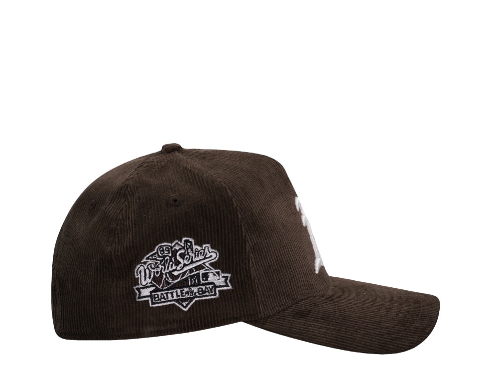 New Era Oakland Athletics World Series 1989 Walnut Corduroy Prime Edition 9Forty A Frame Snapback Gorra