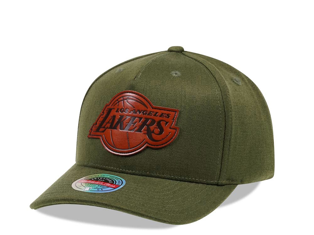 Mitchell & Ness Los Angeles Lakers Wood Leatherbadge Red Line Flex Snapback Gorra