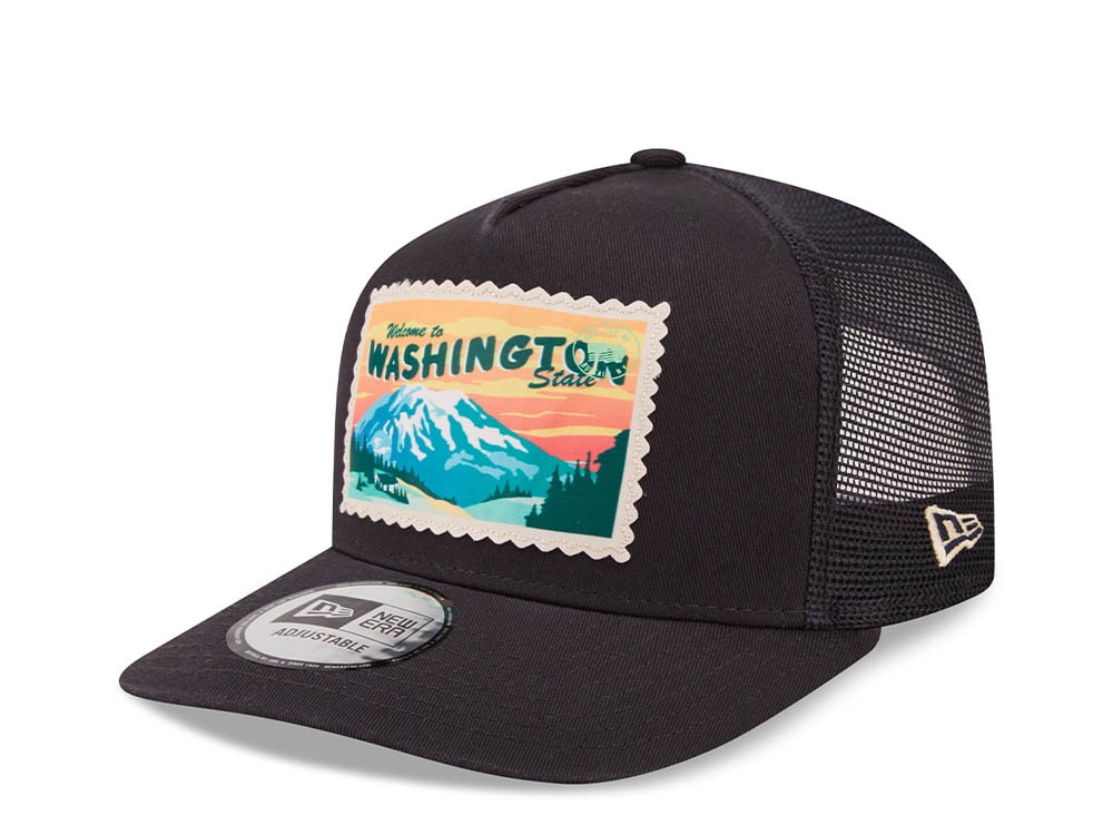 New Era Washington Postcard Navy A Frame Trucker Snapback Gorra