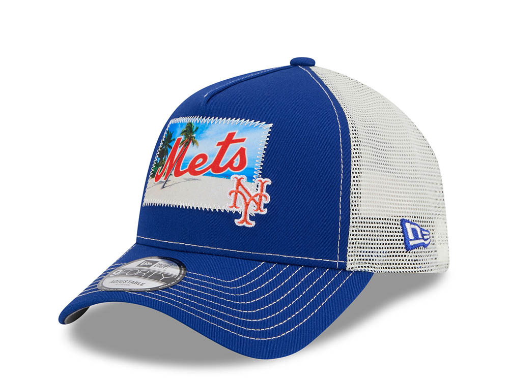 New Era New York Mets M Patch Blue 9Forty A Frame Trucker Snapback Gorra