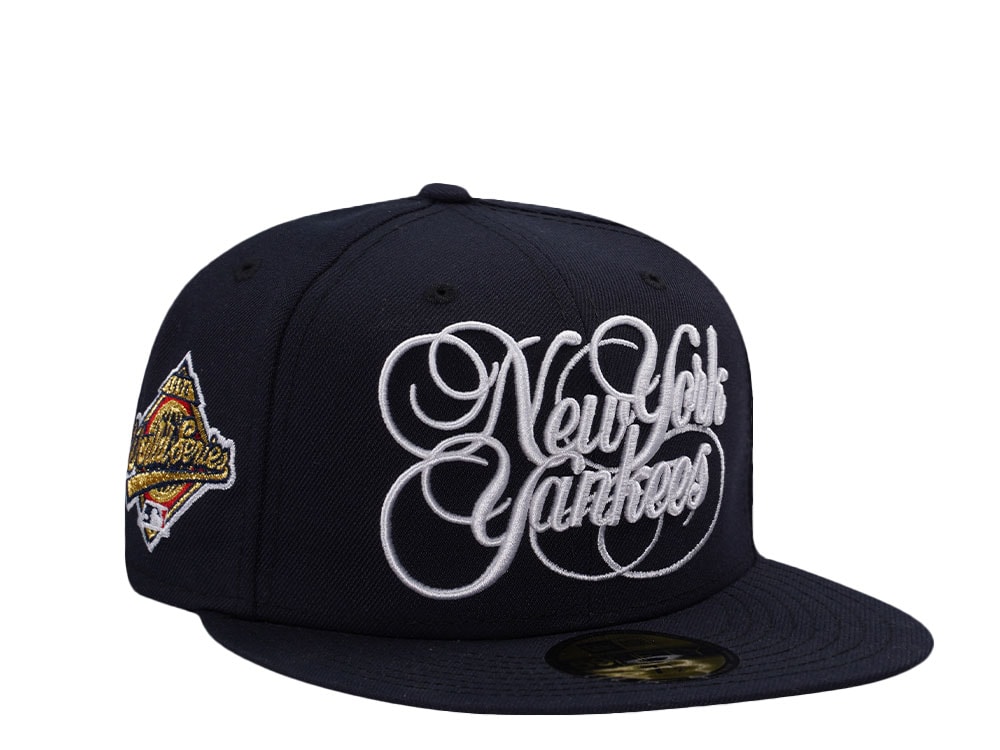 New Era New York Yankees Cooperstown World Series 1996 Script Navy Edition 59Fifty Fitted Gorra