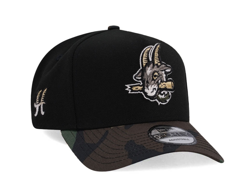 New Era Hartford Yard Goats Black Camo Two Tone Edition 9Forty A Frame Snapback Gorra